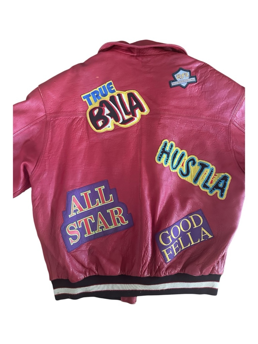 Sir Benni Miles Red Leather Patch Jacket XL MVP VIP Hustla Vintage Streetwear - Picture 7 of 15